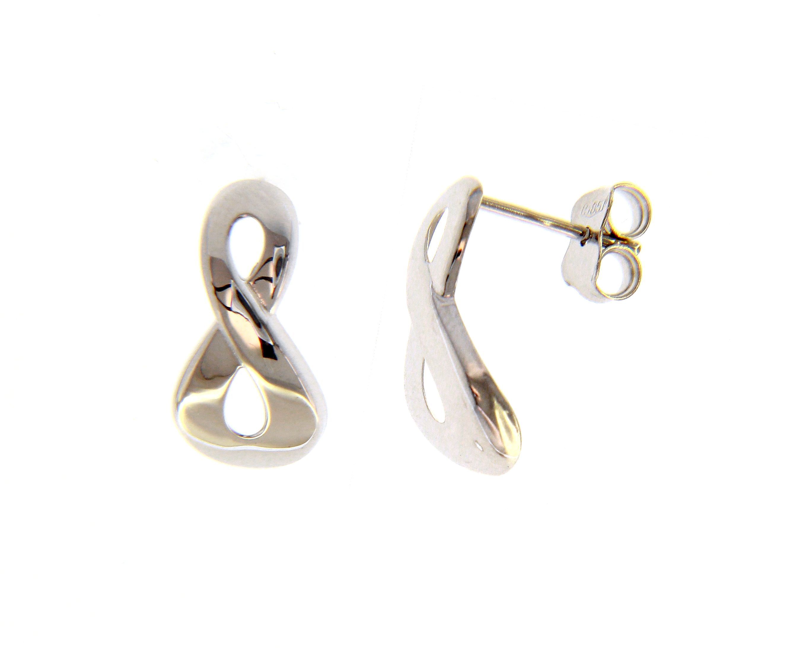 White gold earrings 14k with ininity symbol  (code S225058)